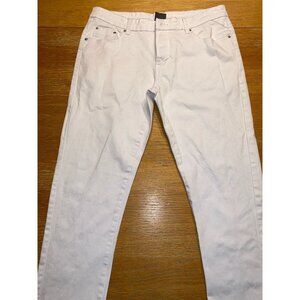 White Mens Stretch Jeans 36x32 With Button & Zipper Closure